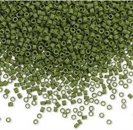 Seed beads, Delica 11/0, opaque mat avocado, 7,5 gram. DB1585V